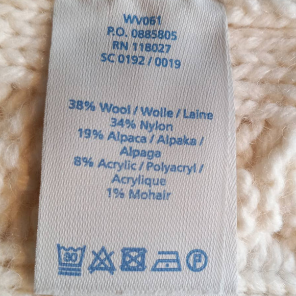 Boden | Wool Alpaca Mohair Cream & Neon Orange Cable-Knit Tunic Sweater UNIQUE - Picture 8 of 11